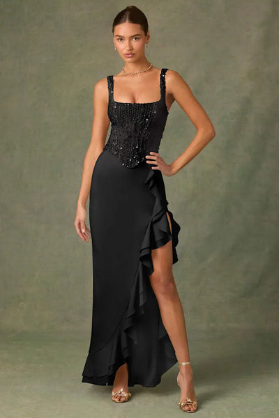 BELLA™ | Ruffled Satin Corset Dress