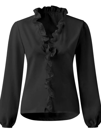 Maisie® | Ruffled V-Neck Long Sleeve Blouse