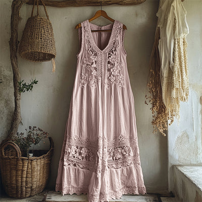 Jasmine® | Linen Patchwork Maxi Dress