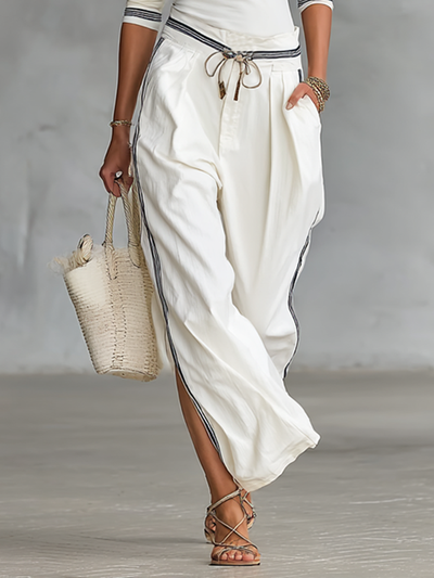 Chloe® | Women's Sports Half-high-neck Long-sleeved T-shirt Drawstring Wide-leg Pants Two-piece Set