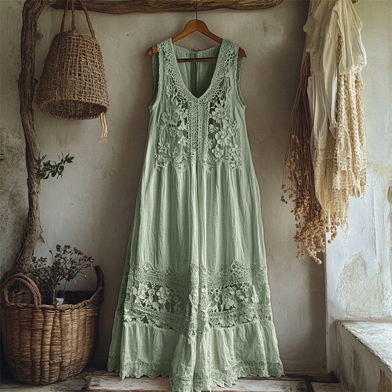 Jasmine® | Linen Patchwork Maxi Dress