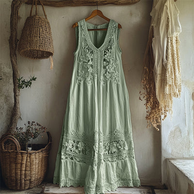 Jasmine® | Linen Patchwork Maxi Dress