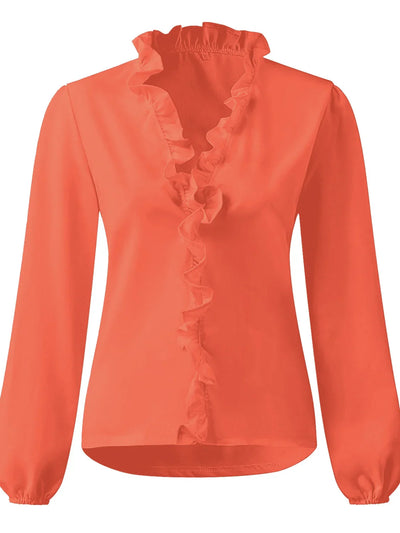 Maisie® | Ruffled V-Neck Long Sleeve Blouse