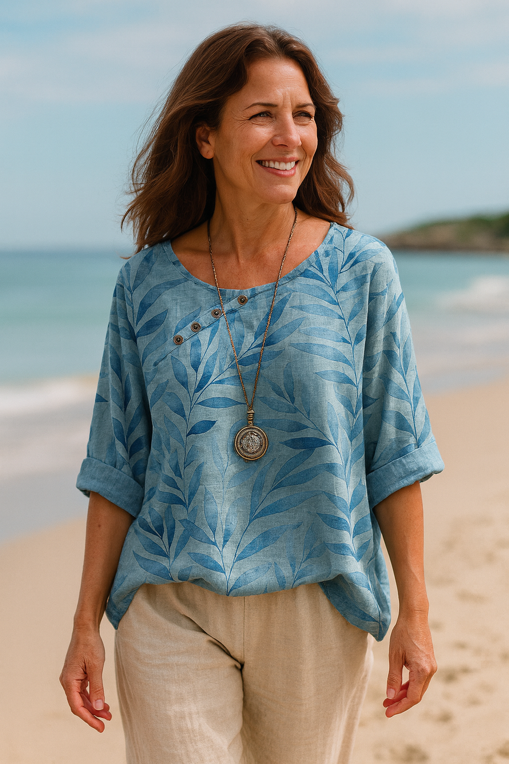 Celia® | Nature Inspired Button Detail Top