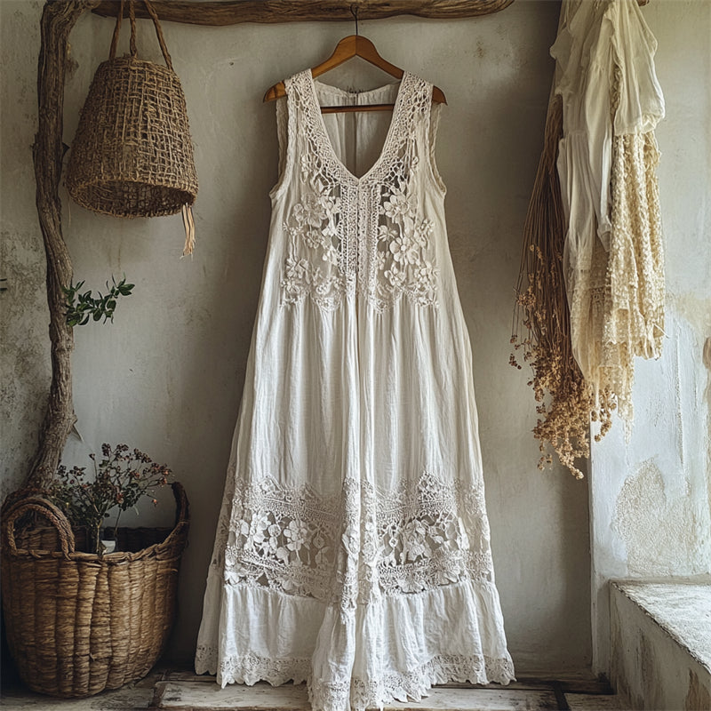 Jasmine® | Linen Patchwork Maxi Dress