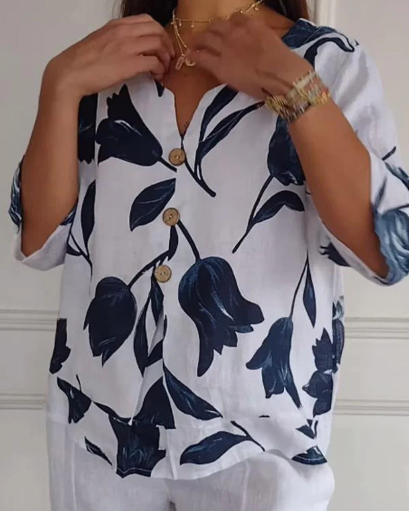 Eliana® | Casual Flower Print Shirt