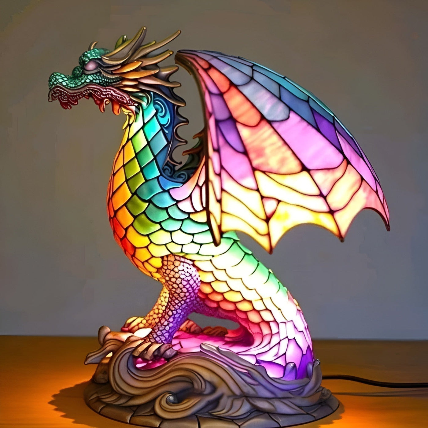 Evara® | Magical Dragon Lamp Made of Colorful Glass
