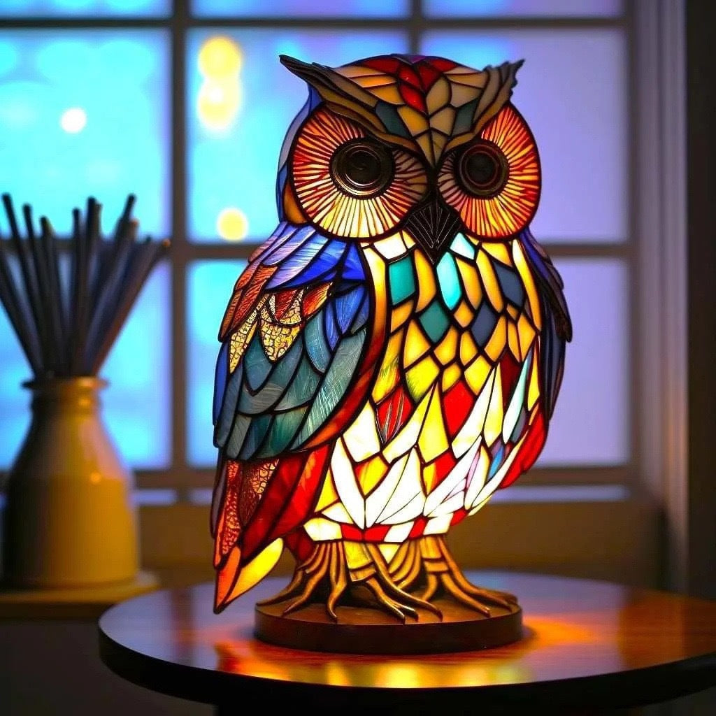 Inora® | Magical Owl Lamp Made of Colorful Glass