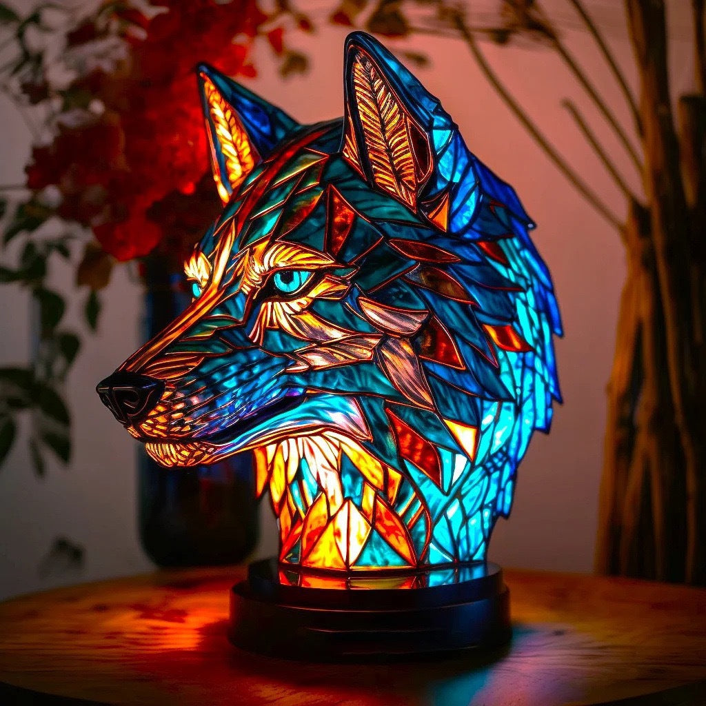 Lumira® | Magical Wolf Lamp Made of Colored Glass