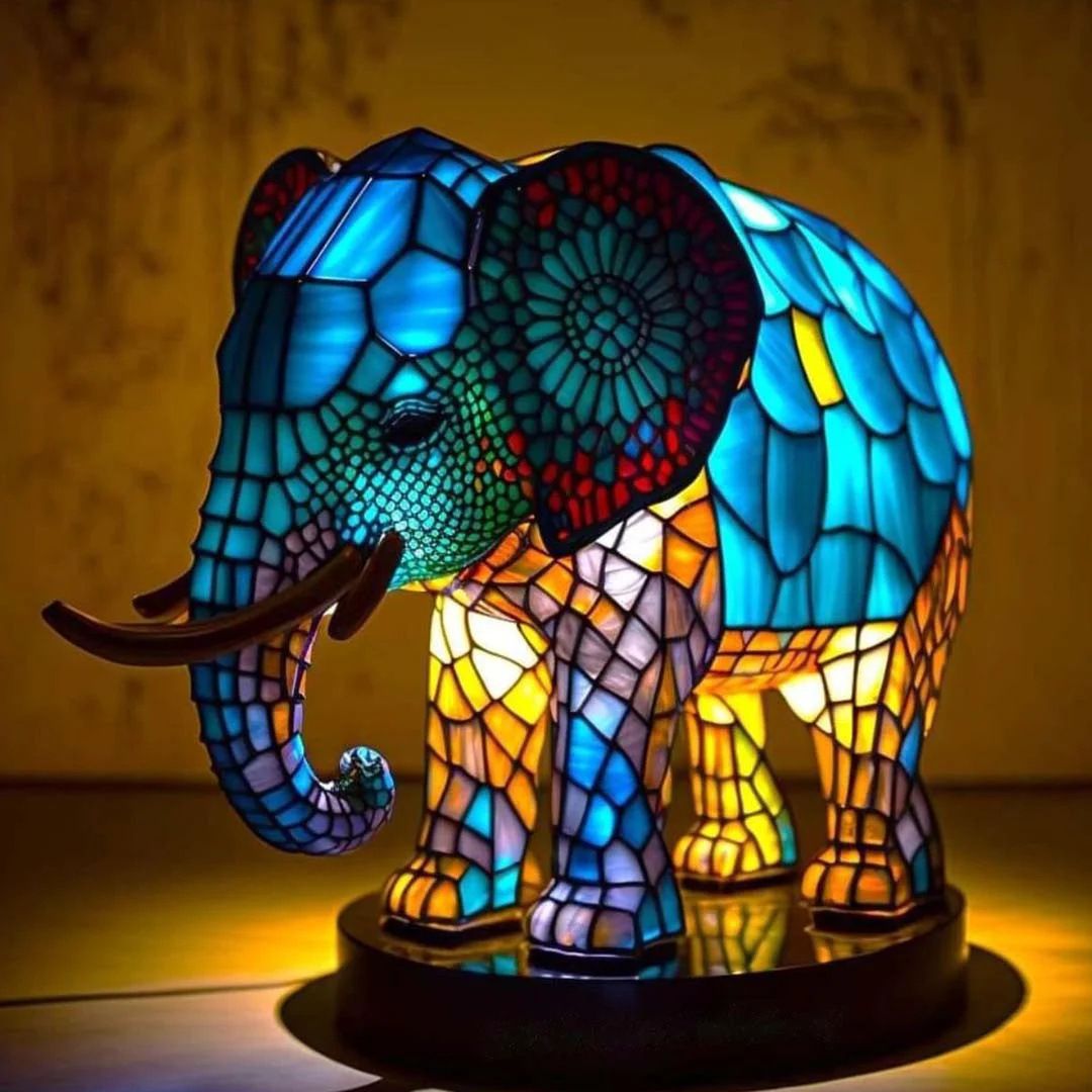 Oriva® | Magical Elephant Lamp Made of Colored Glass