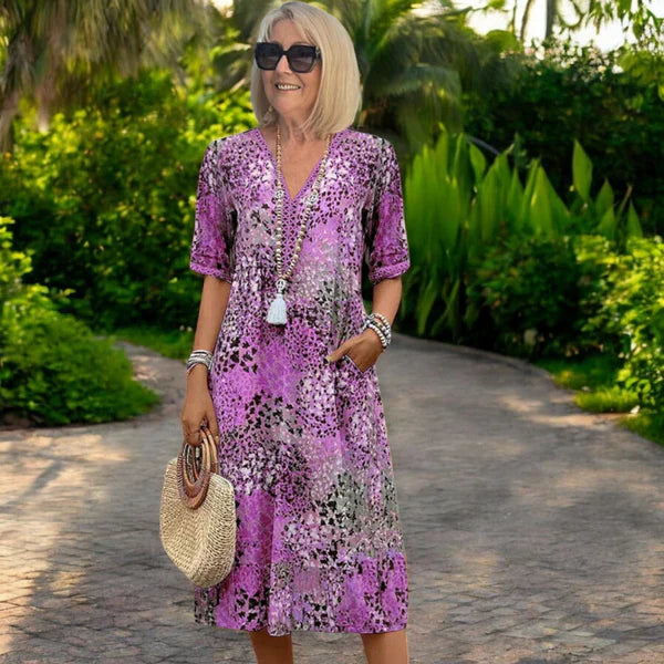 Donalyn | Vintage V-Neck Dress