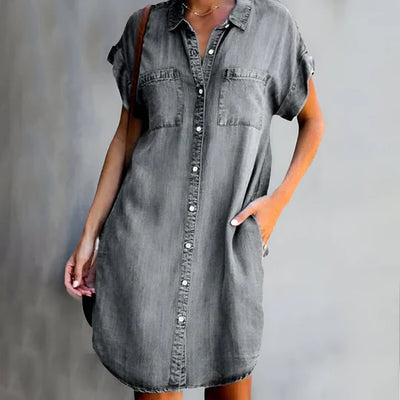 Pollie | Lightweight Denim Dress with Belly Coverage