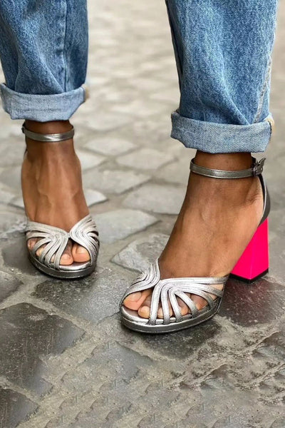 Sienna-Rose® | Shiny Block-Heel Sandals
