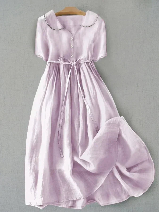 Kalina® | Elegant Cotton and Linen Midi Dress