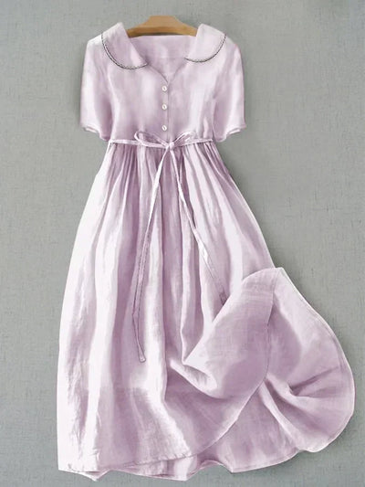Kalina® | Elegant Cotton and Linen Midi Dress