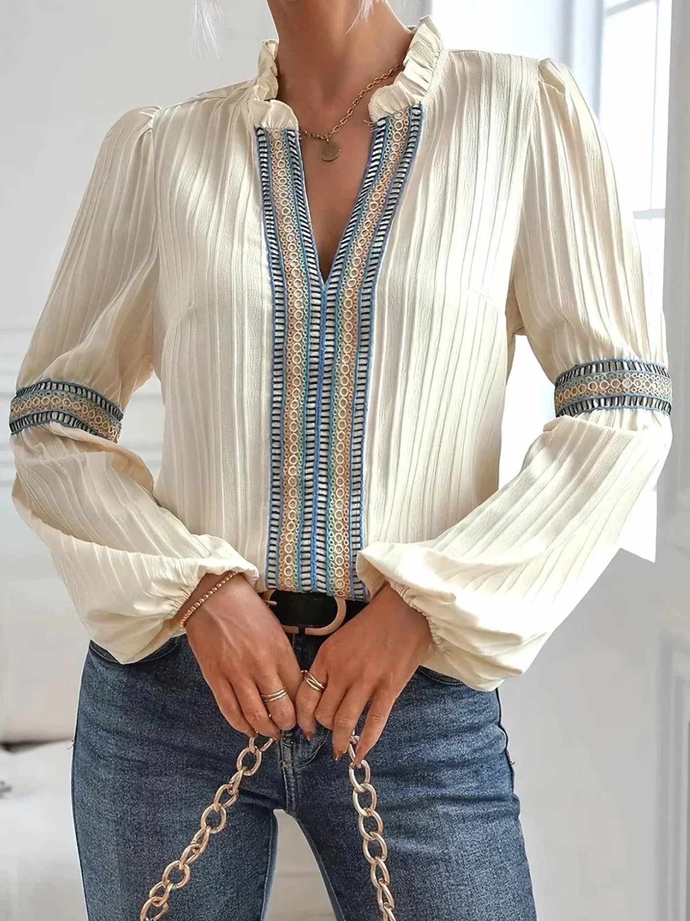 Belle® | Stunning V-Neck Blouse