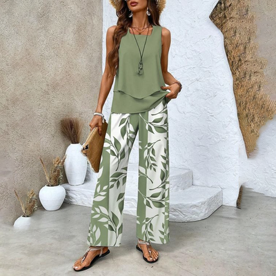 Alice® | Women’s Summer Two-Piece Set – Sleeveless Top & Wide-Leg Pants