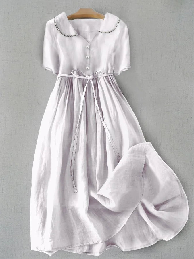 Kalina® | Elegant Cotton and Linen Midi Dress