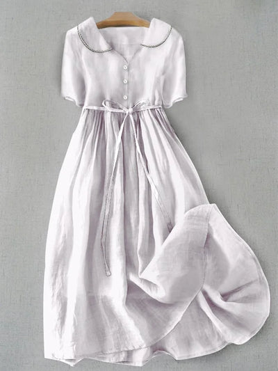 Kalina® | Elegant Cotton and Linen Midi Dress