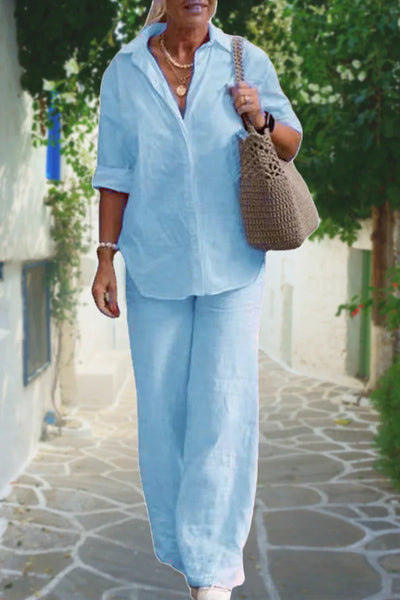 Emily® | Relaxed Shirt & Trousers Two-Piece Set