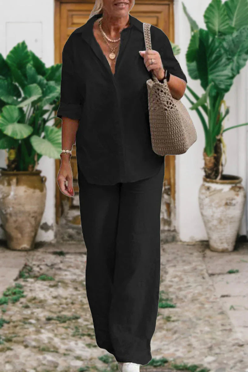Emily® | Relaxed Shirt & Trousers Two-Piece Set