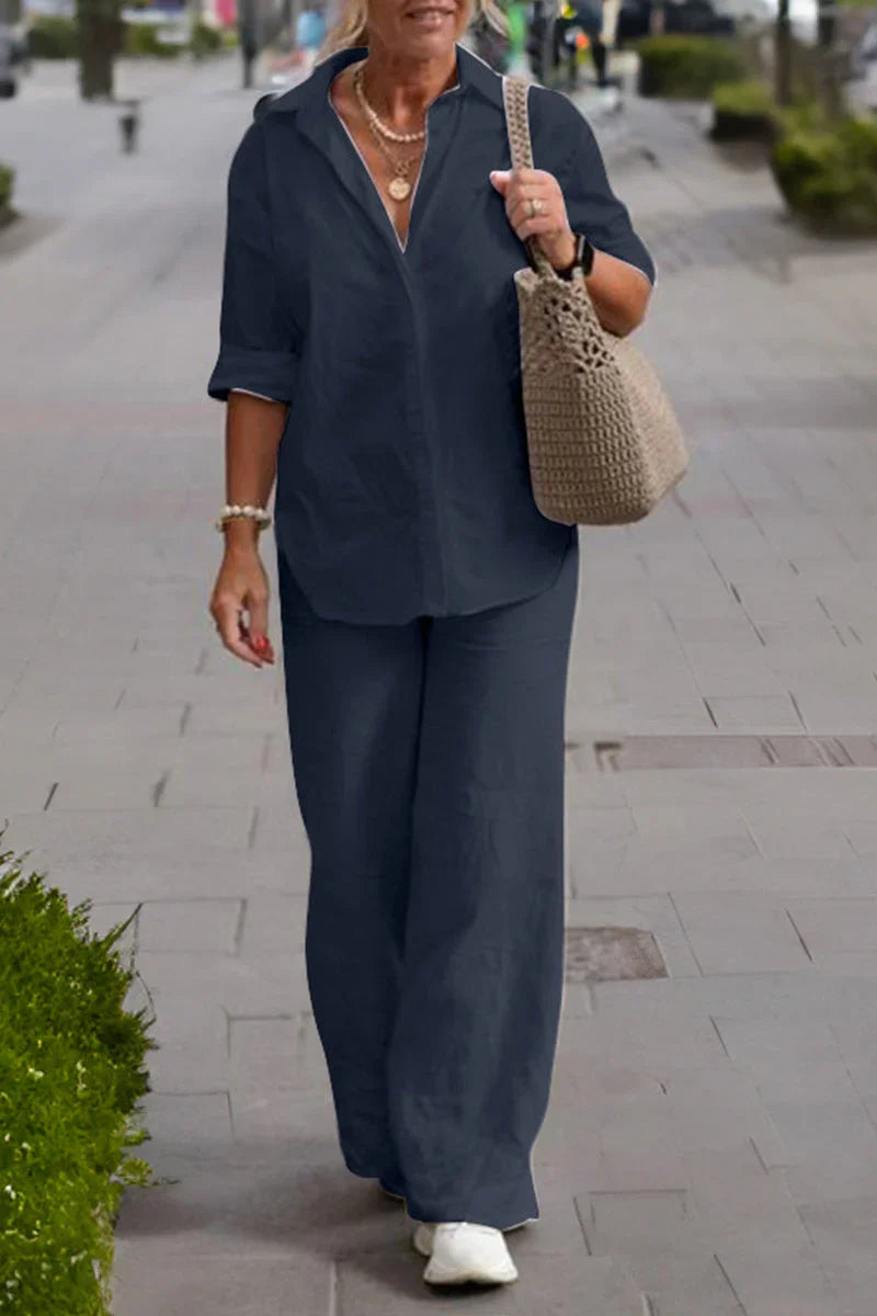 Emily® | Relaxed Shirt & Trousers Two-Piece Set