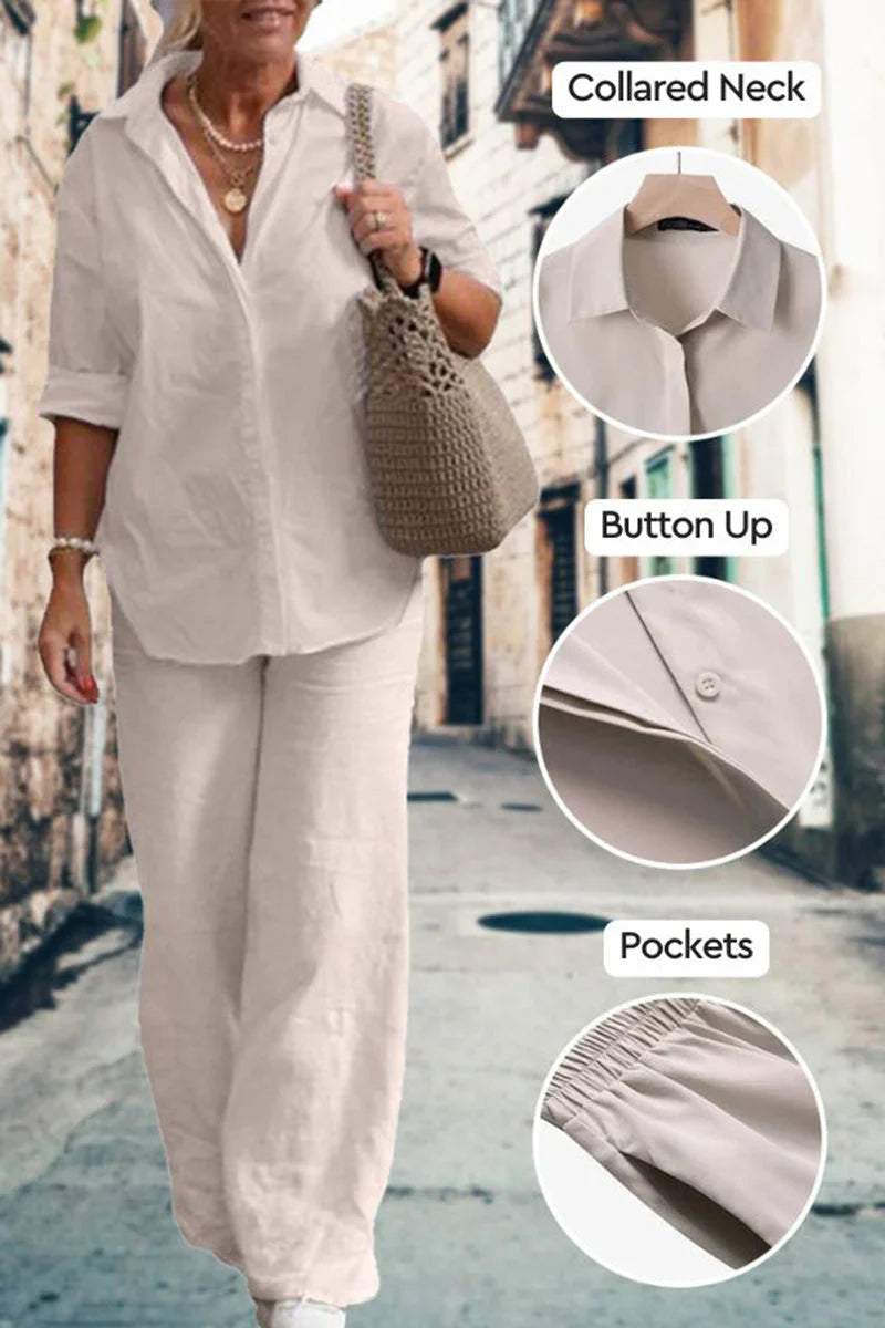 Emily® | Relaxed Shirt & Trousers Two-Piece Set