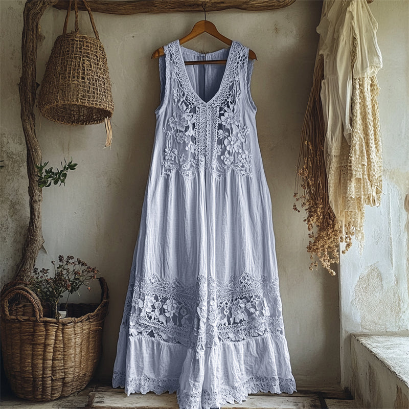 Jasmine® | Linen Patchwork Maxi Dress