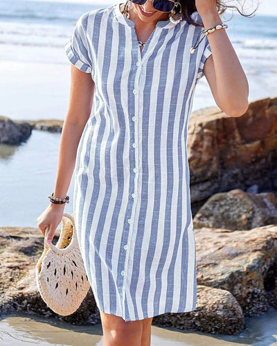 Marcia - Elegant Striped Shirt Dress