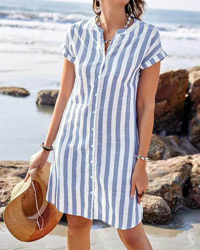 Marcia - Elegant Striped Shirt Dress