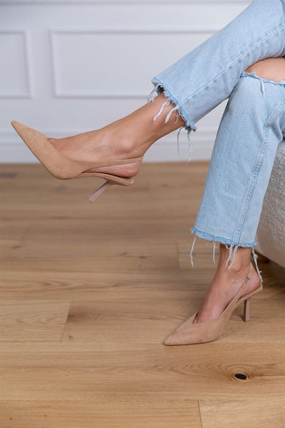 Aurora-Grace® | Nude Slingback Pumps with Fine Heel