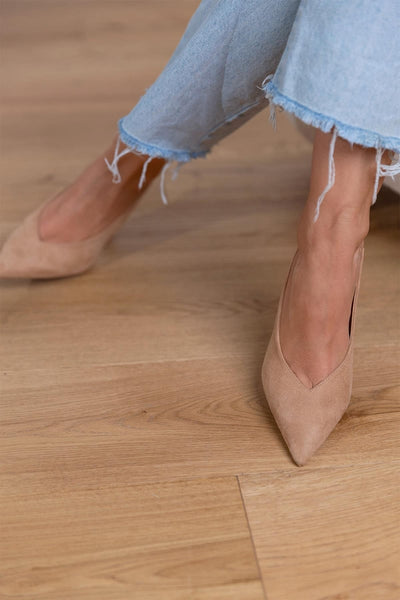 Aurora-Grace® | Nude Slingback Pumps with Fine Heel