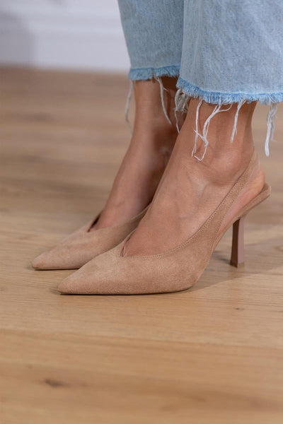Aurora-Grace® | Nude Slingback Pumps with Fine Heel