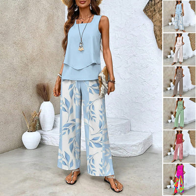 Alice® | Women’s Summer Two-Piece Set – Sleeveless Top & Wide-Leg Pants