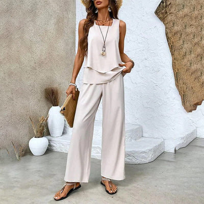 Alice® | Women’s Summer Two-Piece Set – Sleeveless Top & Wide-Leg Pants