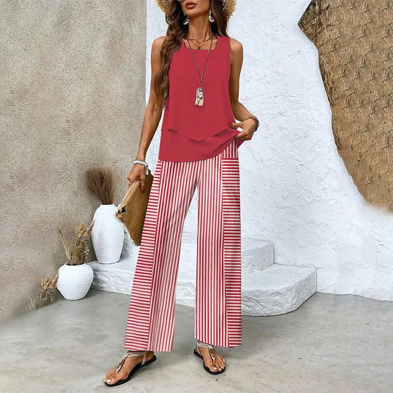 Alice® | Women’s Summer Two-Piece Set – Sleeveless Top & Wide-Leg Pants