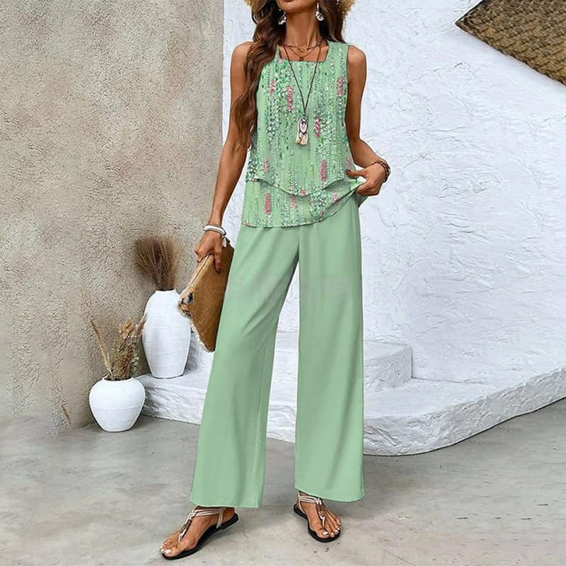 Alice® | Women’s Summer Two-Piece Set – Sleeveless Top & Wide-Leg Pants