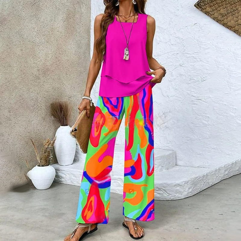 Alice® | Women’s Summer Two-Piece Set – Sleeveless Top & Wide-Leg Pants