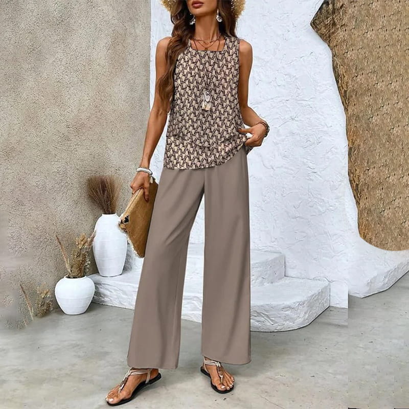 Alice® | Women’s Summer Two-Piece Set – Sleeveless Top & Wide-Leg Pants